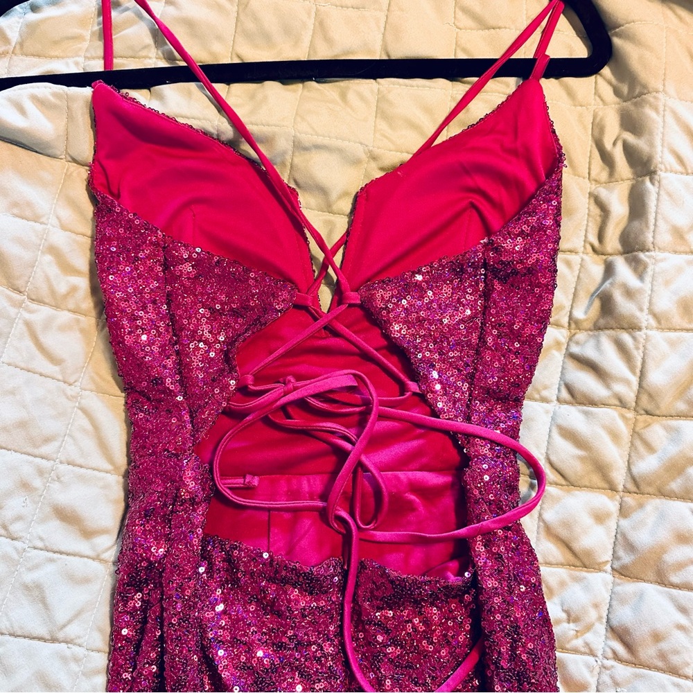 Homecoming Lulus Pink Sequin Homecoming Dress - Picture 3 of 5